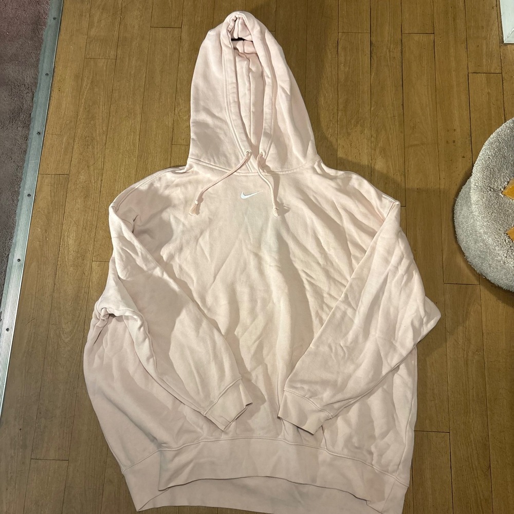 Nike Sportswear Essential Fleece Hoodie Oversized Light Pink XL Swoosh Logo